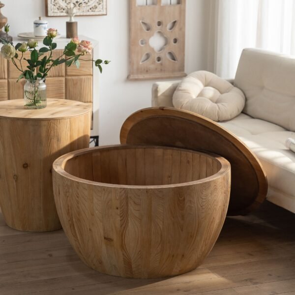 31.50"Vintage Style Bucket Shaped Coffee Table for Office, Dining Room and Living Room(Same SKU:W757P170149) - Image 5