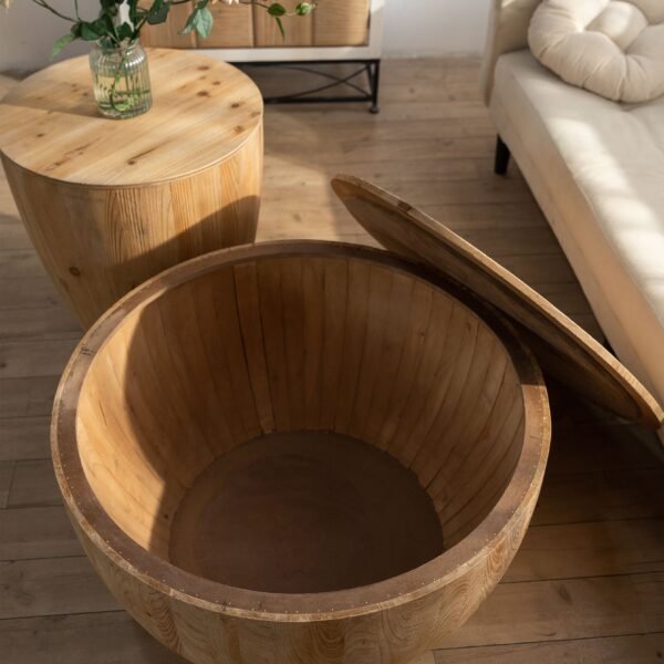 31.50"Vintage Style Bucket Shaped Coffee Table for Office, Dining Room and Living Room(Same SKU:W757P170149) - Image 6