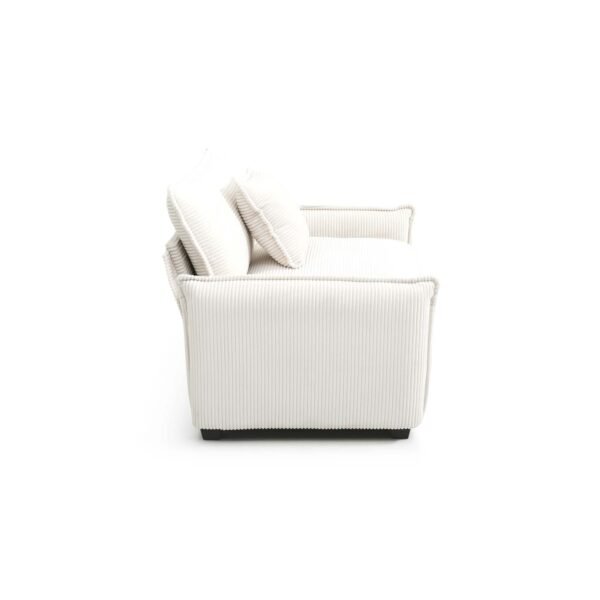 Beige Corduroy Sofa Set – Modern 1-Seater & 2-Seater Couch Set for Living Room or Apartment - Image 12