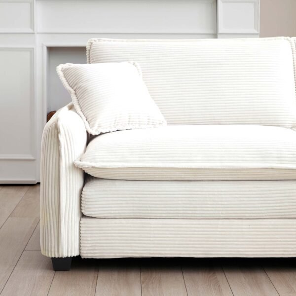 Beige Corduroy Sofa Set – Modern 1-Seater & 2-Seater Couch Set for Living Room or Apartment - Image 13