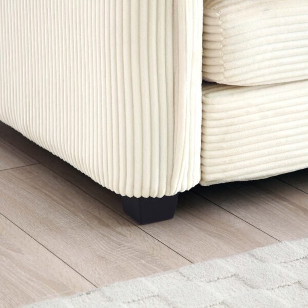 Beige Corduroy Sofa Set – Modern 1-Seater & 2-Seater Couch Set for Living Room or Apartment - Image 16