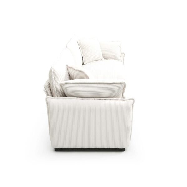 Beige Corduroy Sofa Set – Modern 1-Seater & 2-Seater Couch Set for Living Room or Apartment - Image 7
