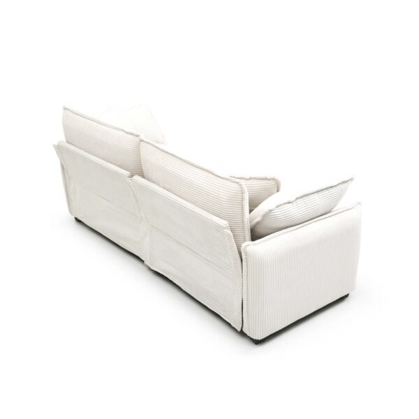 Beige Corduroy Sofa Set – Modern 1-Seater & 2-Seater Couch Set for Living Room or Apartment - Image 8