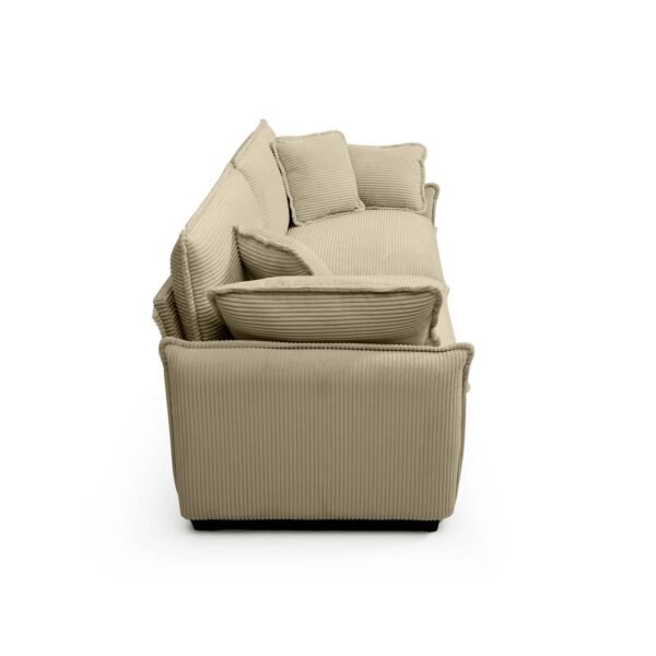 Luxurious Tan Corduroy Sofa Set – 2 Single Sofas + 2-Seater Loveseat with Cushions for Living Room or Home Theater - Image 7