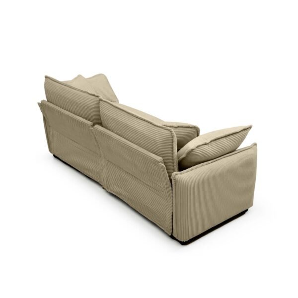 Luxurious Tan Corduroy Sofa Set – 2 Single Sofas + 2-Seater Loveseat with Cushions for Living Room or Home Theater - Image 8