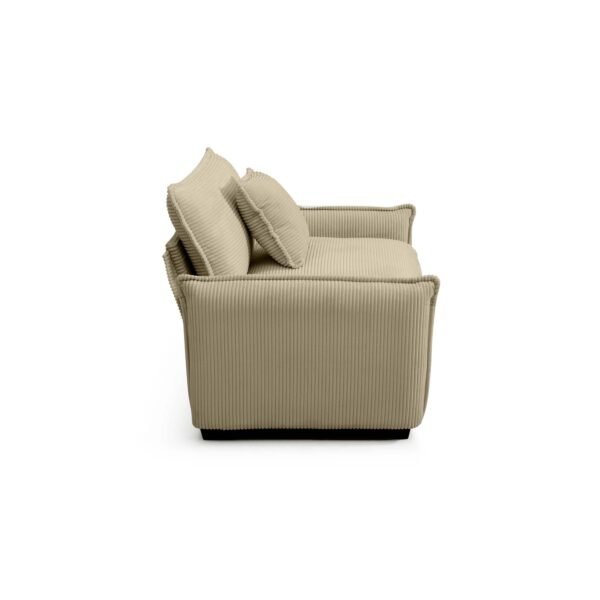 Luxurious Tan Corduroy Sofa Set – 2 Single Sofas + 2-Seater Loveseat with Cushions for Living Room or Home Theater - Image 9