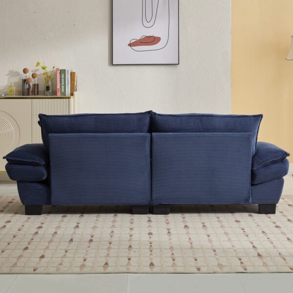 Blue Corduroy Loveseat Sofa Sleeper – Deep Seat Upholstered Couch with Pillows - Image 15
