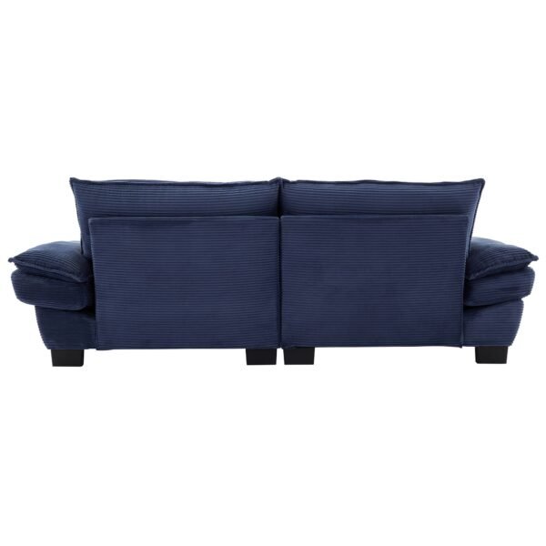 Blue Corduroy Loveseat Sofa Sleeper – Deep Seat Upholstered Couch with Pillows - Image 6