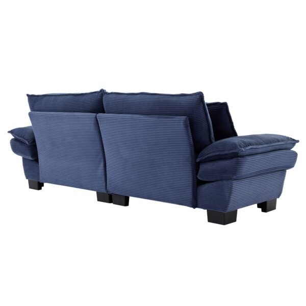 Blue Corduroy Loveseat Sofa Sleeper – Deep Seat Upholstered Couch with Pillows - Image 7