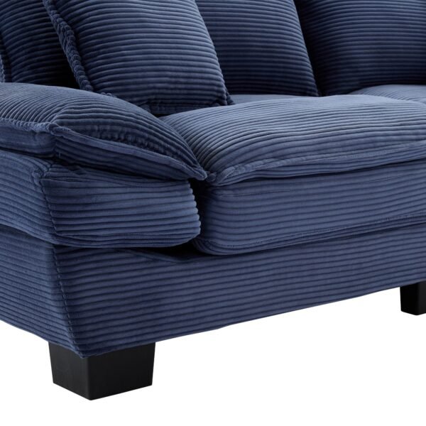 Blue Corduroy Loveseat Sofa Sleeper – Deep Seat Upholstered Couch with Pillows - Image 10