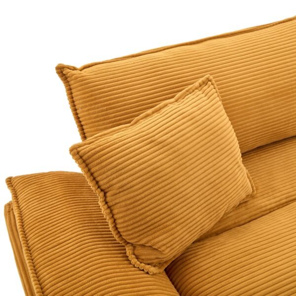 Corduroy Sofa Sleeper Couch Loveseat Sofa with Pillows Comfy Upholstered Deep Seat Sofa for Bedroom,Living Room,Apartment,Office,Dorm-Yellow Corduroy - Image 11