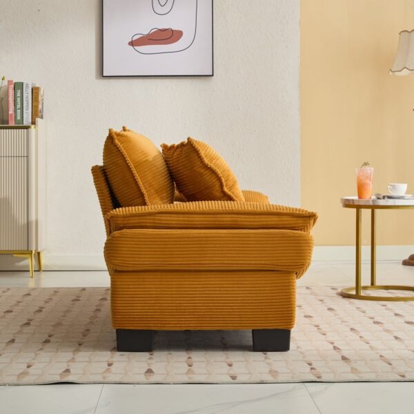 Corduroy Sofa Sleeper Couch Loveseat Sofa with Pillows Comfy Upholstered Deep Seat Sofa for Bedroom,Living Room,Apartment,Office,Dorm-Yellow Corduroy - Image 12
