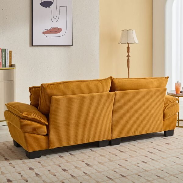 Corduroy Sofa Sleeper Couch Loveseat Sofa with Pillows Comfy Upholstered Deep Seat Sofa for Bedroom,Living Room,Apartment,Office,Dorm-Yellow Corduroy - Image 16