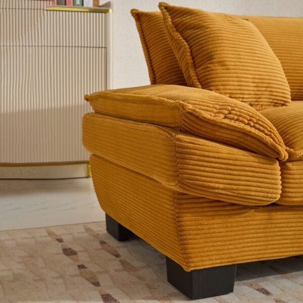 Corduroy Sofa Sleeper Couch Loveseat Sofa with Pillows Comfy Upholstered Deep Seat Sofa for Bedroom,Living Room,Apartment,Office,Dorm-Yellow Corduroy - Image 17
