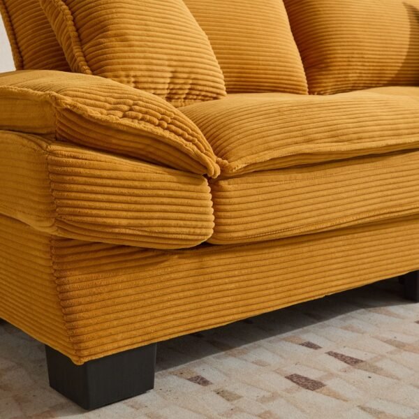 Corduroy Sofa Sleeper Couch Loveseat Sofa with Pillows Comfy Upholstered Deep Seat Sofa for Bedroom,Living Room,Apartment,Office,Dorm-Yellow Corduroy - Image 18
