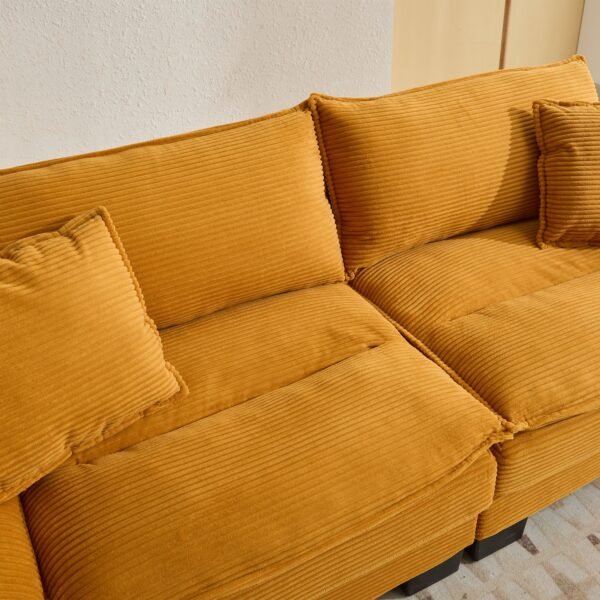 Corduroy Sofa Sleeper Couch Loveseat Sofa with Pillows Comfy Upholstered Deep Seat Sofa for Bedroom,Living Room,Apartment,Office,Dorm-Yellow Corduroy - Image 19
