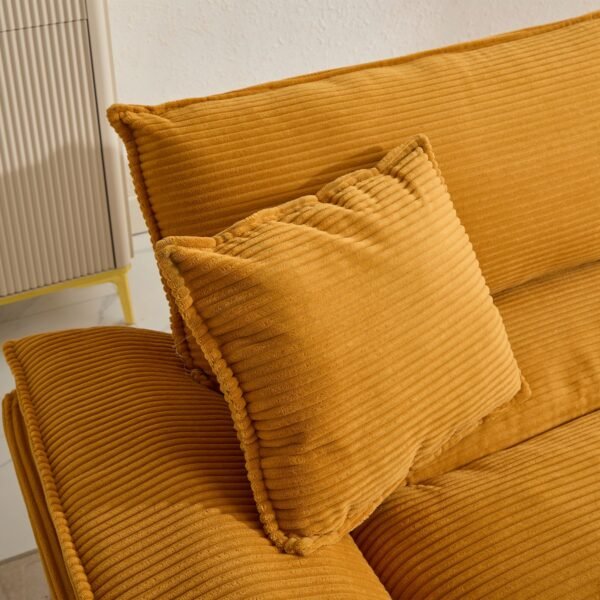 Corduroy Sofa Sleeper Couch Loveseat Sofa with Pillows Comfy Upholstered Deep Seat Sofa for Bedroom,Living Room,Apartment,Office,Dorm-Yellow Corduroy - Image 20