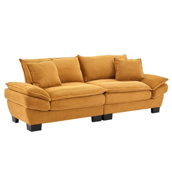 Corduroy Sofa Sleeper Couch Loveseat Sofa with Pillows Comfy Upholstered Deep Seat Sofa for Bedroom,Living Room,Apartment,Office,Dorm-Yellow Corduroy - Image 3