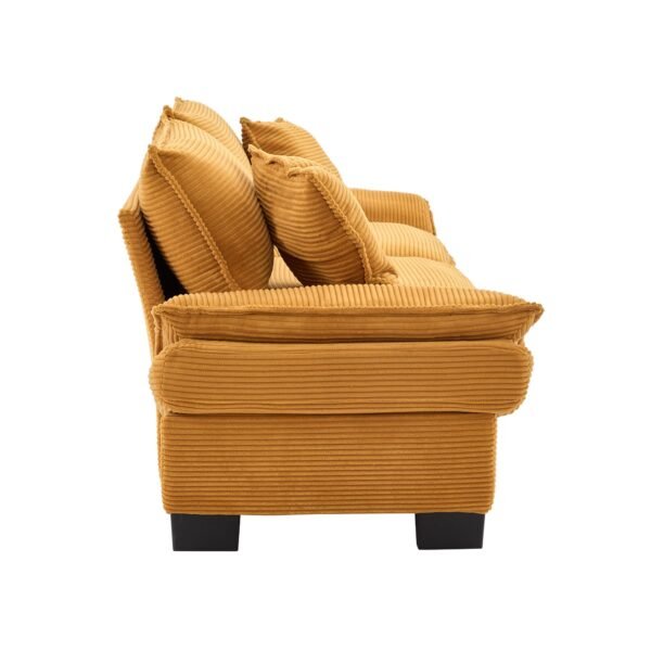 Corduroy Sofa Sleeper Couch Loveseat Sofa with Pillows Comfy Upholstered Deep Seat Sofa for Bedroom,Living Room,Apartment,Office,Dorm-Yellow Corduroy - Image 4