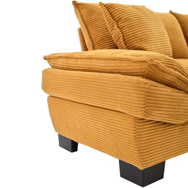 Corduroy Sofa Sleeper Couch Loveseat Sofa with Pillows Comfy Upholstered Deep Seat Sofa for Bedroom,Living Room,Apartment,Office,Dorm-Yellow Corduroy - Image 8