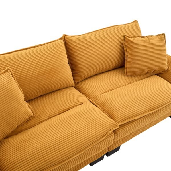 Corduroy Sofa Sleeper Couch Loveseat Sofa with Pillows Comfy Upholstered Deep Seat Sofa for Bedroom,Living Room,Apartment,Office,Dorm-Yellow Corduroy - Image 10