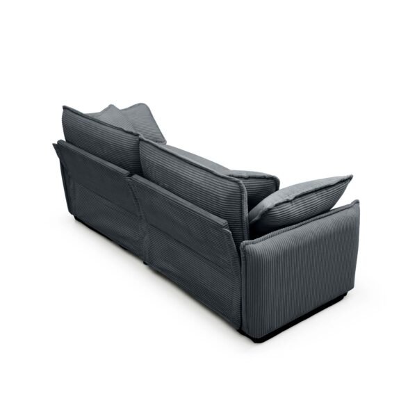 Luxurious Grey Corduroy Sofa Set – 2 Single Sofas + 2-Seater Loveseat with Cushions for Living Room or Home Theater - Image 7