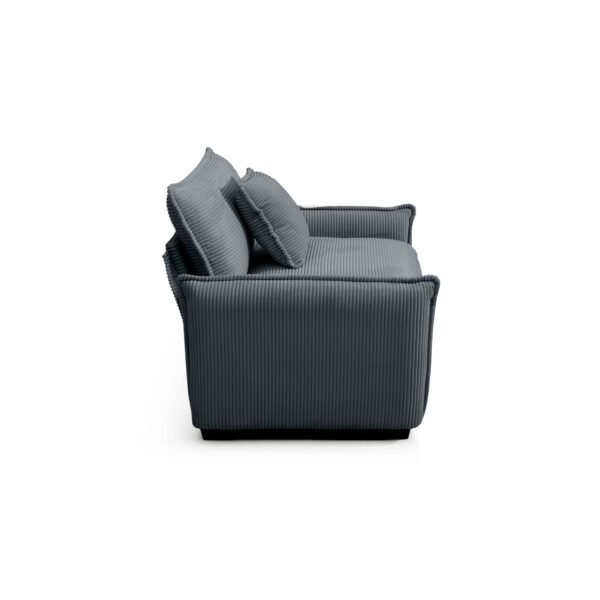 Luxurious Grey Corduroy Sofa Set – 2 Single Sofas + 2-Seater Loveseat with Cushions for Living Room or Home Theater - Image 9