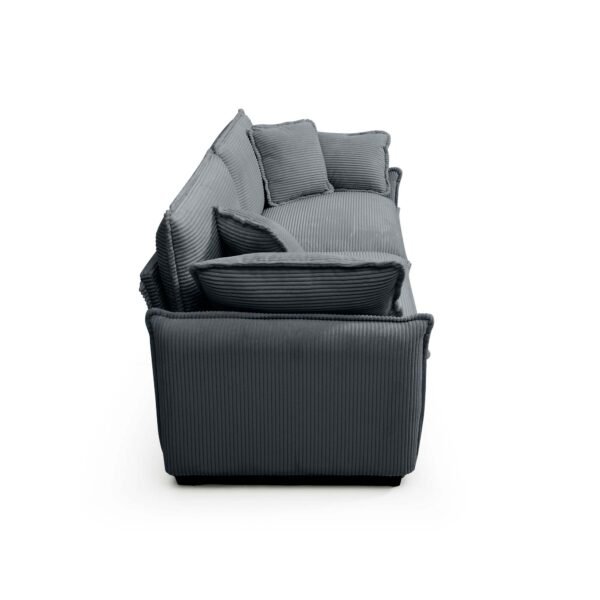 Luxurious Grey Corduroy Sofa Set – 2 Single Sofas + 2-Seater Loveseat with Cushions for Living Room or Home Theater - Image 10