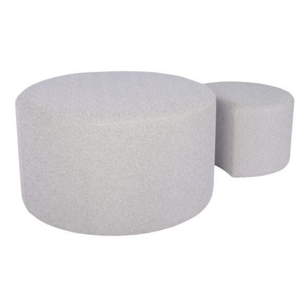 Set of 2 Beige Upholstered Nesting Coffee Tables – Ottoman, Side Table & Footrest for Living Room or Bedroom - Image 6