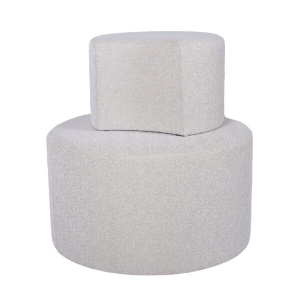 Set of 2 Beige Upholstered Nesting Coffee Tables – Ottoman, Side Table & Footrest for Living Room or Bedroom - Image 7
