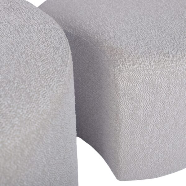 Set of 2 Beige Upholstered Nesting Coffee Tables – Ottoman, Side Table & Footrest for Living Room or Bedroom - Image 9