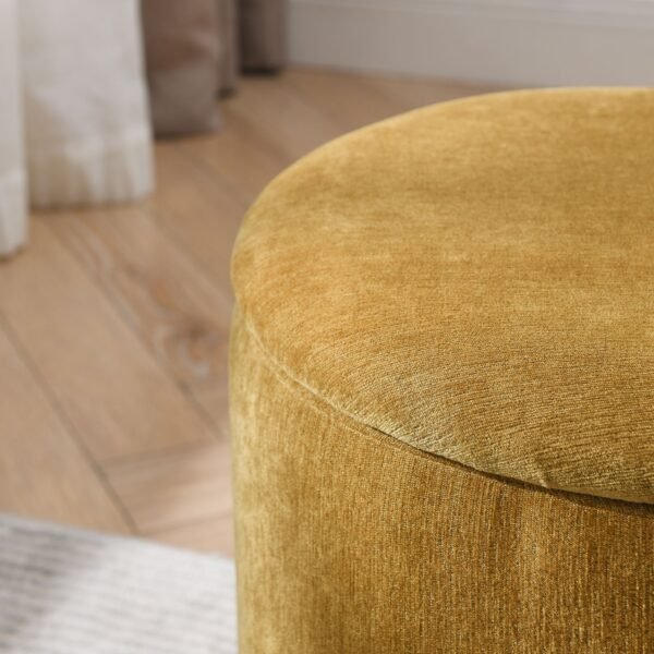 Yellow Round Chenille Storage Ottoman Set with Drum Stool - Image 6