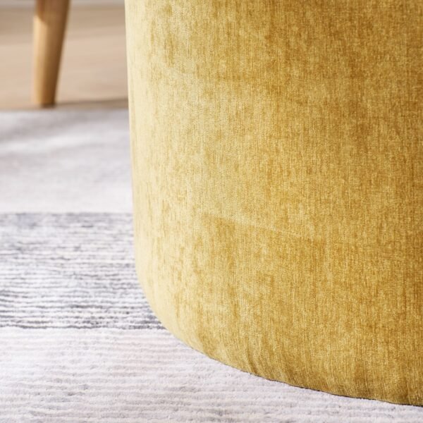 Yellow Round Chenille Storage Ottoman Set with Drum Stool - Image 7