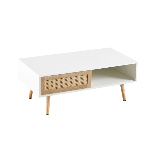 41.34" Rattan Coffee table, sliding door for storage, solid wood legs, Modern table for living room - Image 28