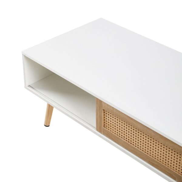 41.34" Rattan Coffee table, sliding door for storage, solid wood legs, Modern table for living room - Image 29