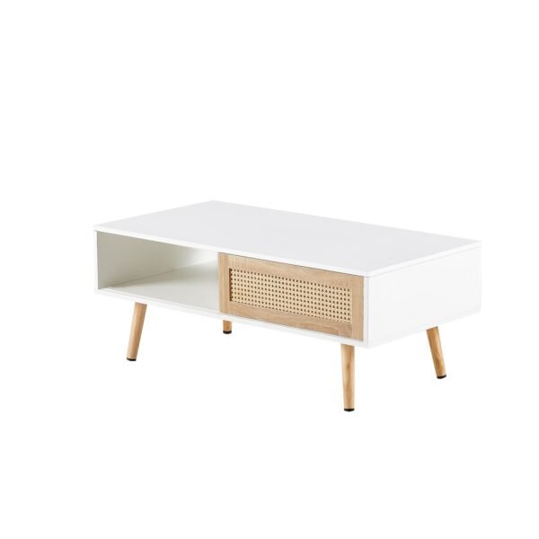 41.34" Rattan Coffee table, sliding door for storage, solid wood legs, Modern table for living room - Image 31