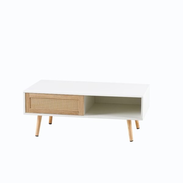 41.34" Rattan Coffee table, sliding door for storage, solid wood legs, Modern table for living room - Image 22