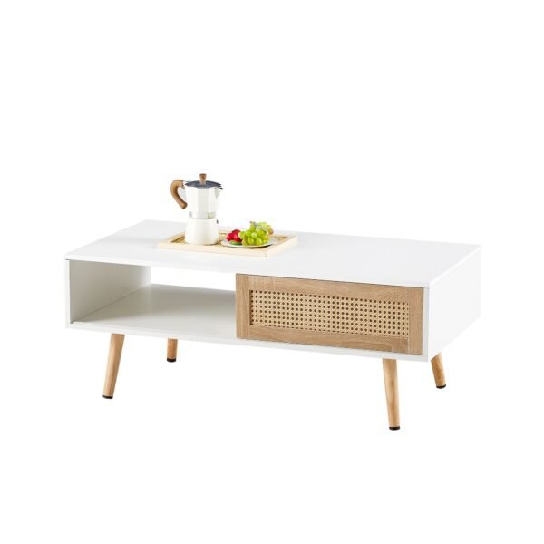 41.34" Rattan Coffee table, sliding door for storage, solid wood legs, Modern table for living room - Image 24