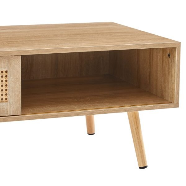 41.34" Rattan Coffee table, sliding door for storage, solid wood legs, Modern table for living room - Image 13