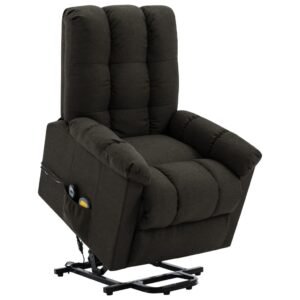 Brown Fabric Power Lift Recliner Chair with Massage & Heat – Electric Reclining Chair for Elderly