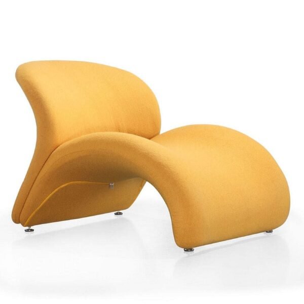 Manhattan Comfort Rosebud Yellow Wool Blend Accent Chair – Modern Abstract Lounge Chair with Metal Legs - Image 2