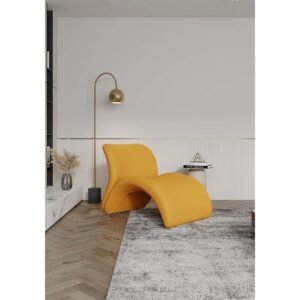 Manhattan Comfort Rosebud Yellow Wool Blend Accent Chair – Modern Abstract Lounge Chair with Metal Legs