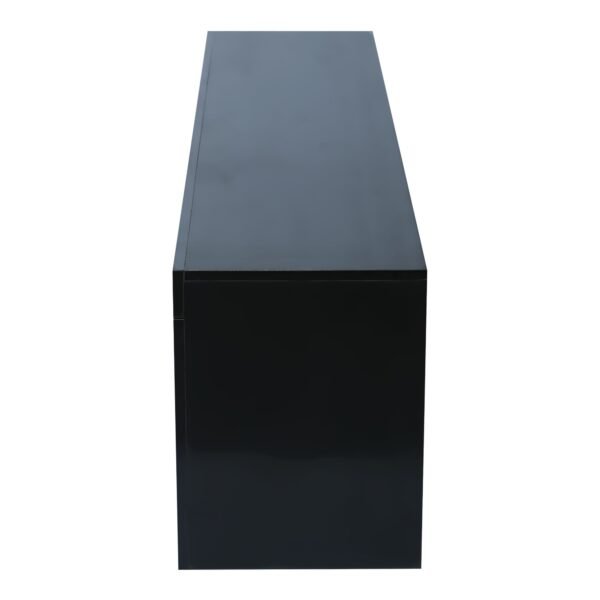 Modern Black TV Stand with LED Lights – Fits 65" TV, Glass Shelf, Remote, Drawers & Metal Handle - Image 12