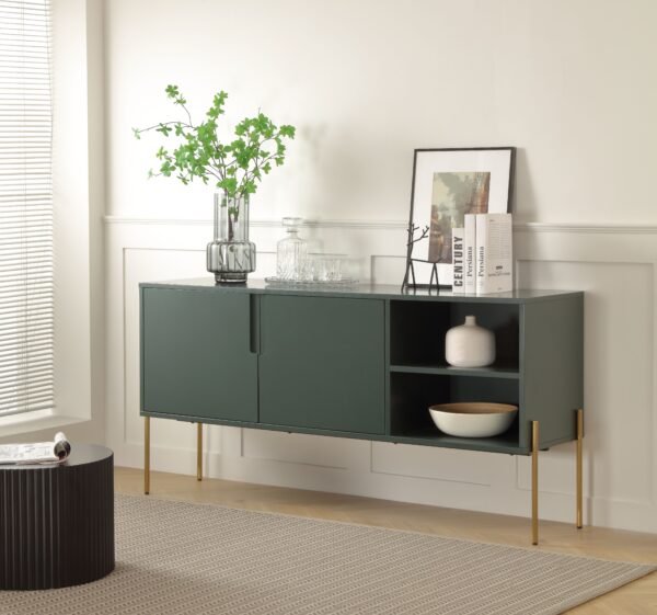 COMBO Mid-Century Green Sideboard Buffet Table or TV Stand – Modern Storage Cabinet for Living Room - Image 2