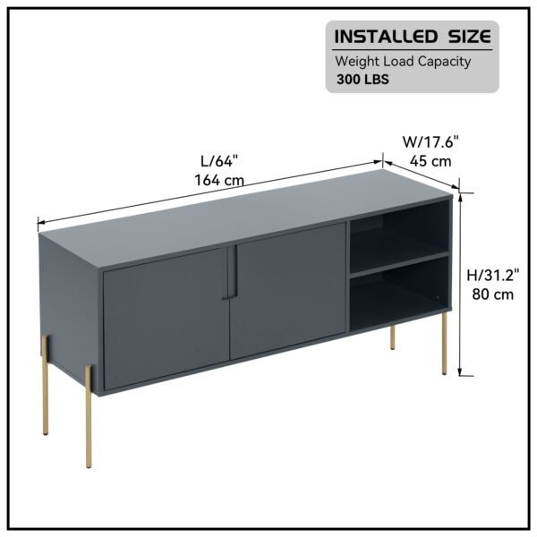 COMBO Mid-Century Green Sideboard Buffet Table or TV Stand – Modern Storage Cabinet for Living Room - Image 11