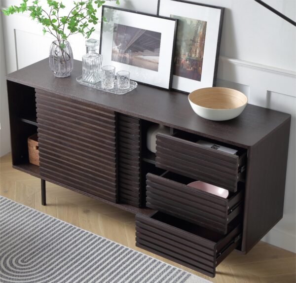 Mid-Century Modern TV Stand or Sideboard – Walnut Buffet Table with Storage, Drawers & Shelves - Image 3