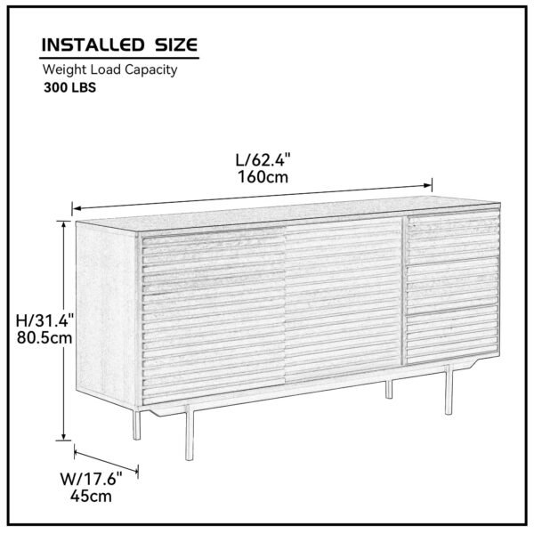 Mid-Century Modern TV Stand or Sideboard – Walnut Buffet Table with Storage, Drawers & Shelves - Image 9