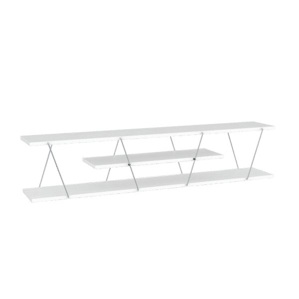 Tars Mid Century Modern 56" White TV Stand – 4-Shelf Open Storage Media Console with Cable Management - Image 2