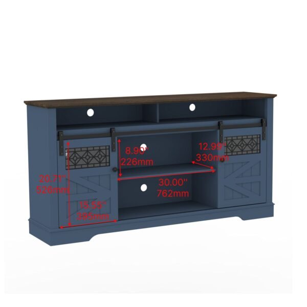 Farmhouse TV Stand with Sliding Barn Doors & Drawers – 75" Rustic Storage Cabinet for Living or Dining Room - Image 13