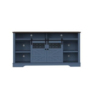 Farmhouse TV Stand with Sliding Barn Doors & Drawers – 75" Rustic Storage Cabinet for Living or Dining Room